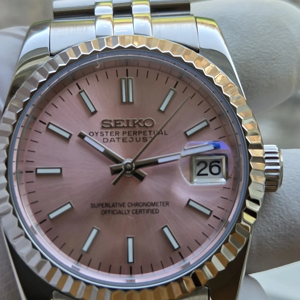 New Seiko Mod 39mm Automatic Watch Pink Dial - Picture 8 of 9